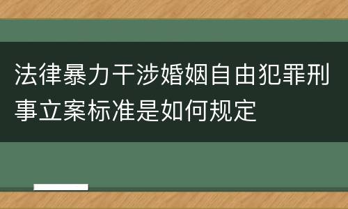法律暴力干涉婚姻自由犯罪刑事立案标准是如何规定