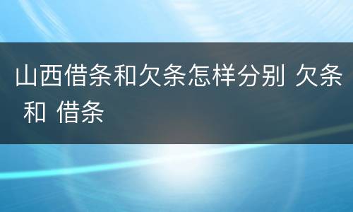 山西借条和欠条怎样分别 欠条 和 借条