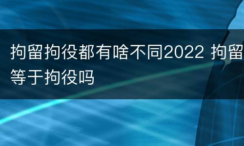 拘留拘役都有啥不同2022 拘留等于拘役吗