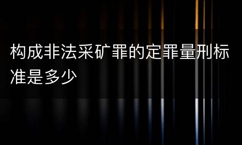 构成非法采矿罪的定罪量刑标准是多少
