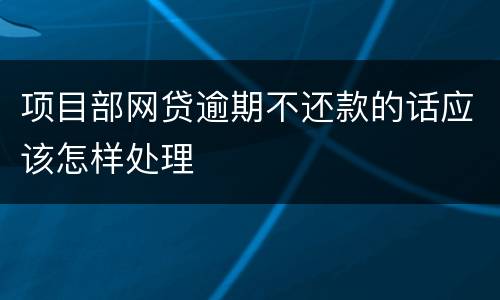 项目部网贷逾期不还款的话应该怎样处理