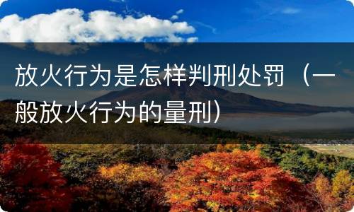 放火行为是怎样判刑处罚（一般放火行为的量刑）