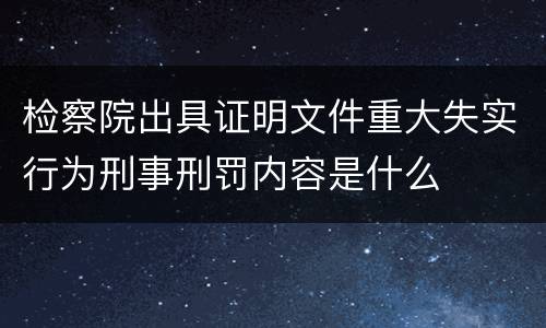 检察院出具证明文件重大失实行为刑事刑罚内容是什么