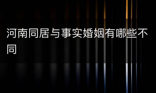 河南同居与事实婚姻有哪些不同