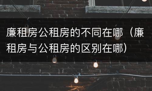 廉租房公租房的不同在哪（廉租房与公租房的区别在哪）