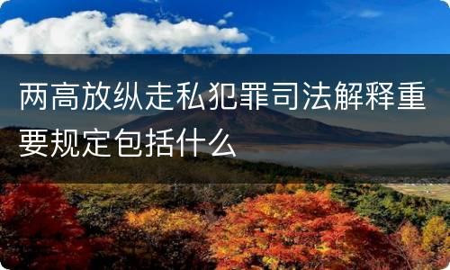 两高放纵走私犯罪司法解释重要规定包括什么