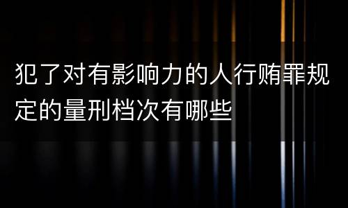 犯了对有影响力的人行贿罪规定的量刑档次有哪些