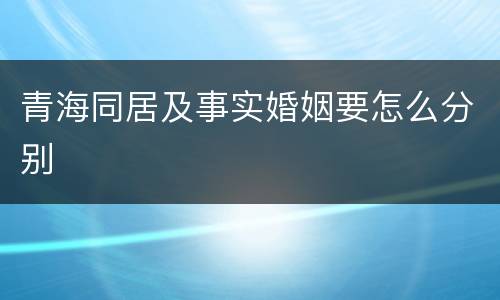 青海同居及事实婚姻要怎么分别