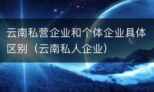 云南私营企业和个体企业具体区别（云南私人企业）