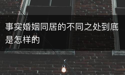 事实婚姻同居的不同之处到底是怎样的