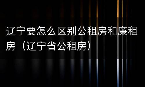 辽宁要怎么区别公租房和廉租房（辽宁省公租房）