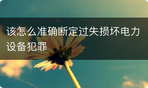 该怎么准确断定过失损坏电力设备犯罪