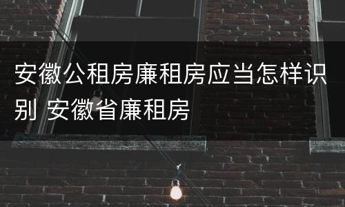 安徽公租房廉租房应当怎样识别 安徽省廉租房