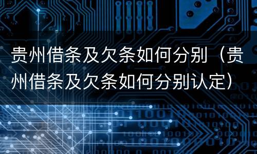 贵州借条及欠条如何分别（贵州借条及欠条如何分别认定）