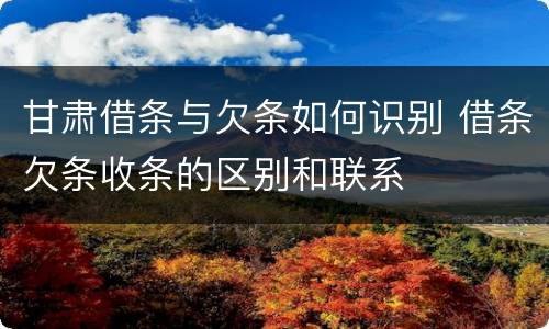 甘肃借条与欠条如何识别 借条欠条收条的区别和联系