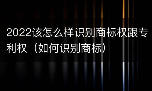 2022该怎么样识别商标权跟专利权（如何识别商标）