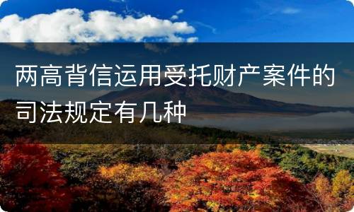两高背信运用受托财产案件的司法规定有几种