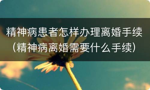 精神病患者怎样办理离婚手续（精神病离婚需要什么手续）