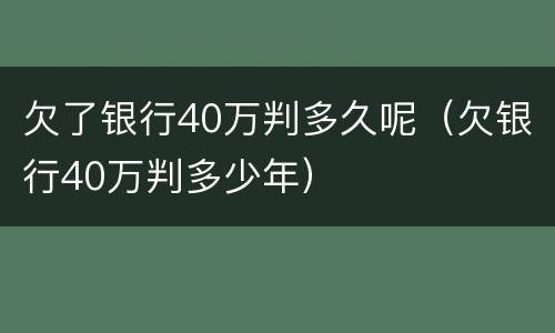 欠了银行40万判多久呢（欠银行40万判多少年）