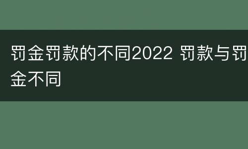 罚金罚款的不同2022 罚款与罚金不同