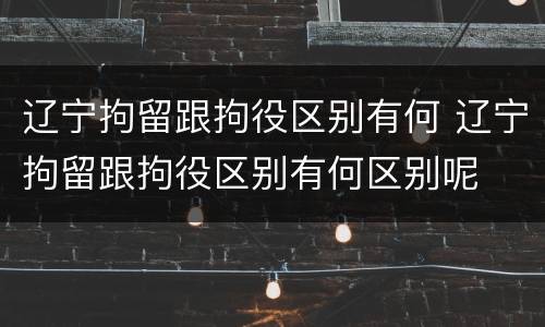 辽宁拘留跟拘役区别有何 辽宁拘留跟拘役区别有何区别呢