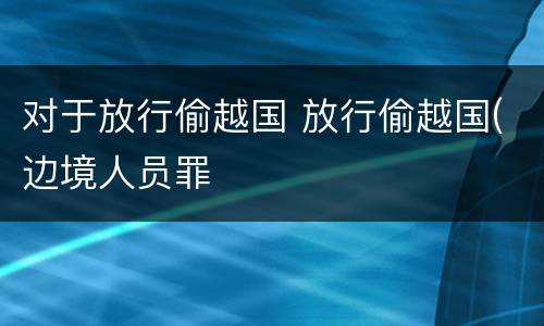 对于放行偷越国 放行偷越国(边境人员罪