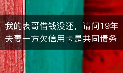 我的表哥借钱没还，请问19年夫妻一方欠信用卡是共同债务吗