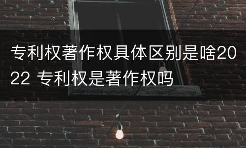 专利权著作权具体区别是啥2022 专利权是著作权吗