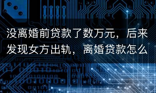 没离婚前贷款了数万元，后来发现女方出轨，离婚贷款怎么算