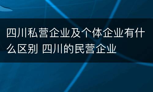 四川私营企业及个体企业有什么区别 四川的民营企业