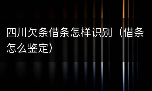 四川欠条借条怎样识别（借条怎么鉴定）