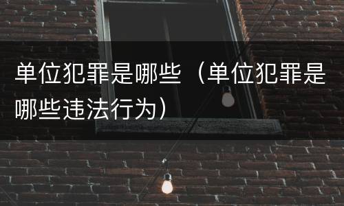 单位犯罪是哪些（单位犯罪是哪些违法行为）