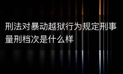 刑法对暴动越狱行为规定刑事量刑档次是什么样
