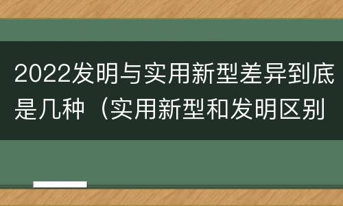 2022发明与实用新型差异到底是几种（实用新型和发明区别）