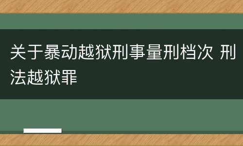 关于暴动越狱刑事量刑档次 刑法越狱罪