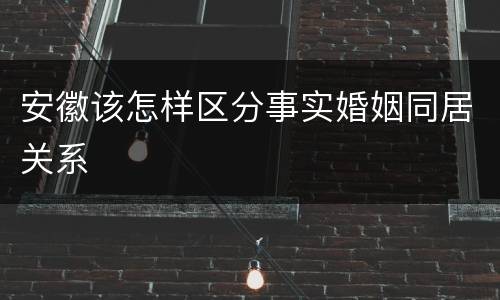 安徽该怎样区分事实婚姻同居关系
