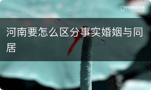 河南要怎么区分事实婚姻与同居
