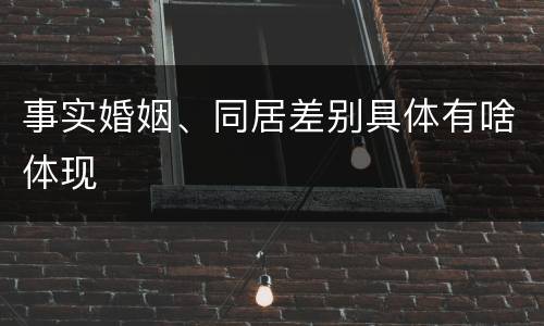 事实婚姻、同居差别具体有啥体现