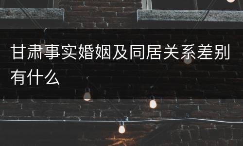 甘肃事实婚姻及同居关系差别有什么