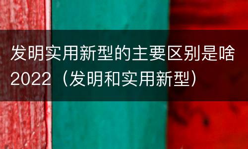 发明实用新型的主要区别是啥2022（发明和实用新型）