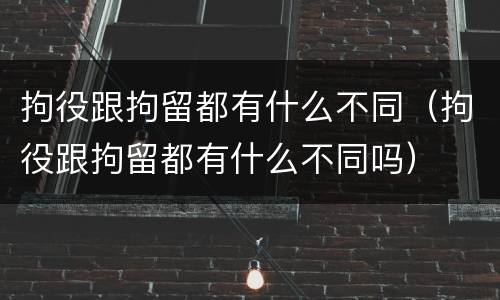 拘役跟拘留都有什么不同（拘役跟拘留都有什么不同吗）