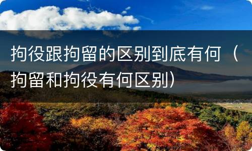 拘役跟拘留的区别到底有何（拘留和拘役有何区别）