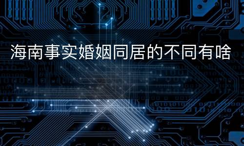 海南事实婚姻同居的不同有啥