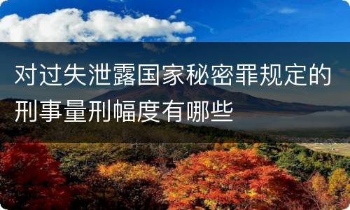 对过失泄露国家秘密罪规定的刑事量刑幅度有哪些