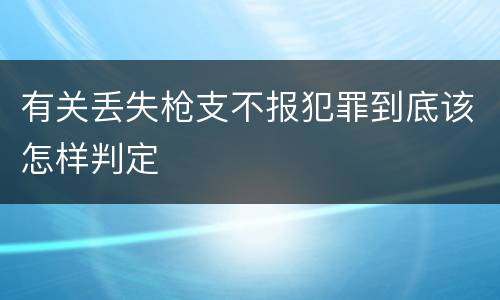 有关丢失枪支不报犯罪到底该怎样判定