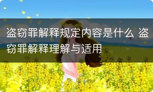 盗窃罪解释规定内容是什么 盗窃罪解释理解与适用