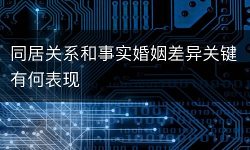 同居关系和事实婚姻差异关键有何表现