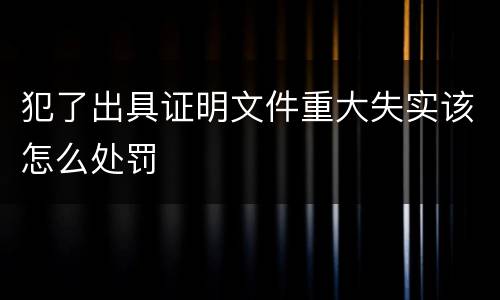犯了出具证明文件重大失实该怎么处罚