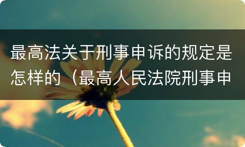 最高法关于刑事申诉的规定是怎样的（最高人民法院刑事申诉案件办理指引）