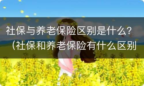 社保与养老保险区别是什么？（社保和养老保险有什么区别社保和养老保险）